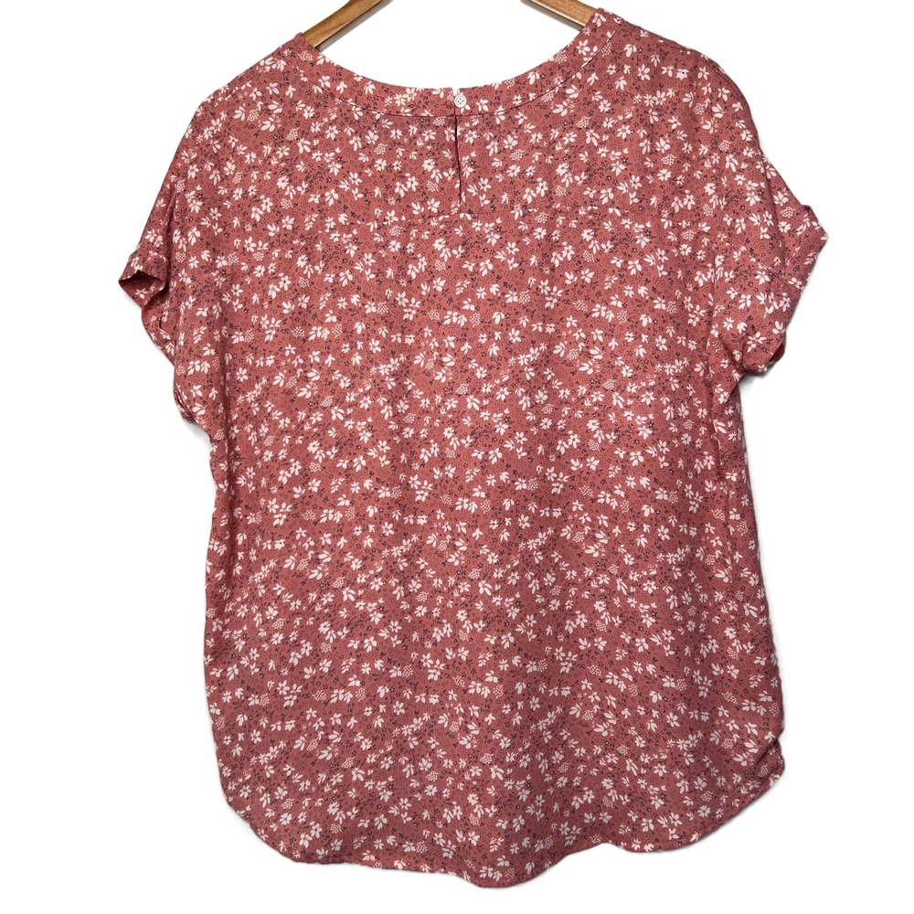Buffalo David Bitton Women's Pink Floral Print Short Sleeve Top Size M Pocket - Picture 5 of 8